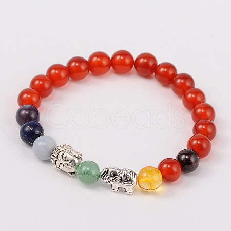 Stretch Buddhist Jewelry Multi-Color Gemstone Chakra Bracelets BJEW-JB01690-05-1