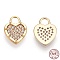 925 Sterling Silver Micro Pave Cubic Zirconia Charms, with S925 Stamp, Heart Charms, Nickel Free, Real 18K Gold Plated, 11x8x1.2mm, Hole: 2.5x2.5mm