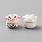 Handmade Porcelain Beads, Famille Rose Porcelain, for DIY Accessories, Fortune Cat, White, 13x14x11mm, Hole: 2mm