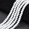 Opaque Solid Color Glass Beads Strands, Faceted, Rondelle, White, 3.5~3.8x3mm, Hole: 0.4mm, about 113~115pcs/strand, 32~33cm