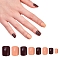 Nail Art Sets, with 24pcs Plastic Nail Tips, 24pcs Double Side Jelly Nail Glue , Colorful, 14.5~23x7~14mm, about 24pcs/set