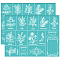 Self-Adhesive Silk Screen Printing Stencil, for Painting on Wood, DIY Decoration T-Shirt Fabric, Turquoise, Plants Pattern, 280x220mm