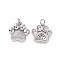 Rack Plating Brass Micro Pave Cubic Zirconia Charms, with Jump Ring, Long-Lasting Plated, Cadmium Free & Lead Free, Dog's Paw Print Charm, Platinum, 15x14.5x3mm, Hole: 3mm