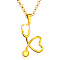 SHEGRACE Stainless Steel Pendant Necklaces, with Lobster Claw Clasps and Rolo Chains, Stethoscope, Real 18K Gold Plated, 23.62 inch(60cm), Pendant: 28x38mm