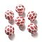 Valentine's Day Element Printed Wood Beads, Round, Crimson, 16mm, Hole: 4mm