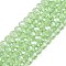 Electroplate Glass Beads Strands, Pearl Luster Plated, Faceted, Rondelle, Light Green, 4x3mm, Hole: 0.4mm, about 113~115pcs/strand, 41~41.5cm