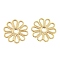 Brass Cabochons, Etched Metal Embellishments, Flower, Real 18K Gold Plated, 16x15.5x0.7mm