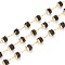 3.28 Feet Handmade Glass Beaded Chains, with Brass Findings, Long-Lasting Plated, Rondelle, Faceted, Soldered, Golden, Black, 4mm