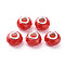 Resin European Beads, Large Hole Beads, with Silver Tone Brass Double Cores, Faceted, Rondelle, Red, 14x9mm, Hole: 5mm