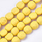 Spray Painted Non-magnetic Synthetic Hematite Beads Strands, Matte Style, Lion Head, Yellow, 10x10x7mm, Hole: 1mm, about 39pcs/strand, 15.7 inch