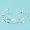Rack Plating Brass Double Lines Cuff Bangles for Women BJEW-M304-01S-3