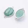 Brass Natural Green Aventurine Links connectors G-E398-04M-1