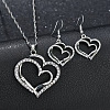 Heart Alloy Crystal Rhinestone Pendant Necklace & Dangle Earring Sets FS-WG8597C-02-1