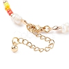 Shell Pearl & Glass Seed Beaded Bracelet with Brass Tiny Teardrop Charm for Women BJEW-TA00081-5