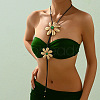 Alloy Glass Flower Black Waxed Cord Lariat Y Necklaces for Women FS-WGE5F3A-01-1