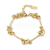 Brass Disc & Stick Beads Link Chain Bracelets for Women BJEW-G781-01G-4