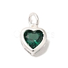 925 Sterling Silver Cubic Zirconia Heart Charms with Jump Rings FIND-U013-10S-01-1
