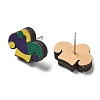 Printing Wood Stud Earrings for Women EJEW-B028-05-2