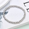 Brass Round Beaded Stretch Bracelets for Men Women BJEW-B148-05C-P-1