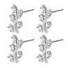 SHEGRACE Leafy Branch Brass Micro Clear Pave Cubic Zirconia Stud Earrings XGRQ4N998-717P-1