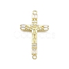 Brass Micro Pave Clear Cubic Zirconia Religion Crucifix Cross Connector Charms LS-KK-Z100-22G-01-1