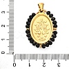 Ion Plating(IP) 304 Stainless Steel Faceted Rondelle Grass Wrapped Oval Pendants STAS-Z100-04G-08-3