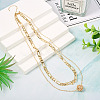 Brass Double Layer Necklaces NJEW-TAC0020-4