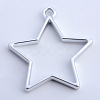 Rack Plating Alloy Star Open Back Bezel Pendants X-PALLOY-S047-40B-FF-2