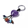 Natural Amethyst Heart with Mixed Gemstone Tassel Keychains KEYC-P012-03P-01-1