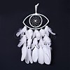 Handmade Eye Woven Net/Web with Feather Wall Hanging Decoration HJEW-K035-01-5