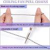 BENECREAT 5Pcs Glass Ceiling Fan Pull Chain Extenders AJEW-BC0003-48-3