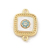 Brass Micro Pave Clear Cubic Zirconia Connector Charms KK-M303-04G-03-1