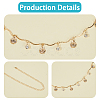 Ocean Iron Glass Rhinestone Shell Shape Tassel Waist Belly Body Chains for Women AJEW-WH20019-86-5