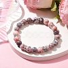8.5mm Round Natural Pink Zebra Jasper Beaded Stretch Bracelets BJEW-JB10256-03-2