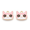Light Gold Plated Alloy Kitten Pendants X-ENAM-T009-41B-2