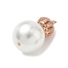 Brass Micro Pave Clear Cubic Zirconia and Creamy White Imitation Pearl Pendants KK-A300-13B-RG-2