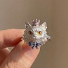 Alloy Rhinestone Cuff Open Rings WG3624E-01-2