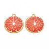 Light Gold Alloy Enamel Pendants X-ENAM-S126-119-2