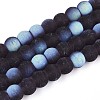 Frosted Transparent Glass Beads Strands GLAA-T032-T6mm-MBB03-1