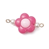 Two Tone Opaque Acrylic & Glass Pearl Flower Connector Charms PALLOY-JF03484-01-3