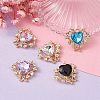 5Pcs 5 Colors Glass Rhinestone Pendants ALRI-YW0001-20-5