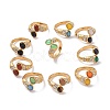 Gemstone Oval Open Cuff Ring with Crystal Rhinestone STAS-E168-10B-G-1