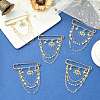 5Pcs Rhinestone Eye & Alloy Star Charms Safety Pin Brooch JEWB-CJ0003-44-5