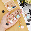 8Pcs 4 Colors Halloween Ghost Colorful Flower Alloy Enamel Pendant Decorations HJEW-CP0001-07-3