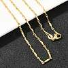 2MM Brass Textured Flat Bar Link Chains Necklaces for Men Women NJEW-L012-08G-2