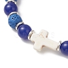Natural Lava Rock & Malaysia Jade Round Beaded Stretch Bracelets BJEW-JB13452-4