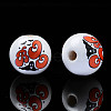 Halloween Printed Natural Wood Beads WOOD-S057-083-2