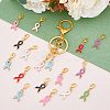 SUPERFINDINGS 8 Sets Awareness Ribbon Alloy Enamel Pendant Decorations HJEW-FH0001-42-4