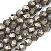 Natural Gold Pyrite/Golden Pyrite Beads Strands G-G458-I01-8mm-2
