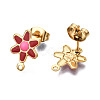 304 Stainless Steel Enamel Stud Earring Findings STAS-T052-43G-05-2